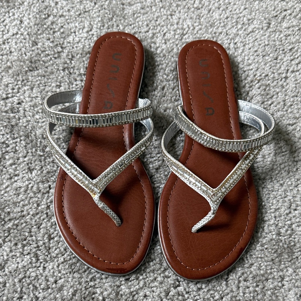 Unisa Silver and Brown Women's Sandals